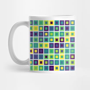 Abstract Square Geometric | Pop Fashion Modern Fusion Layered Blue Green Yellow Sparse Mug